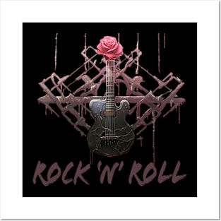 Rock and Roll Rose Guitar Posters and Art